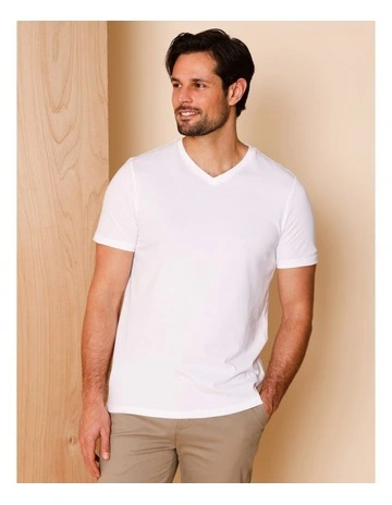 Essential Victor Plain V-Neck T-Shirt in White