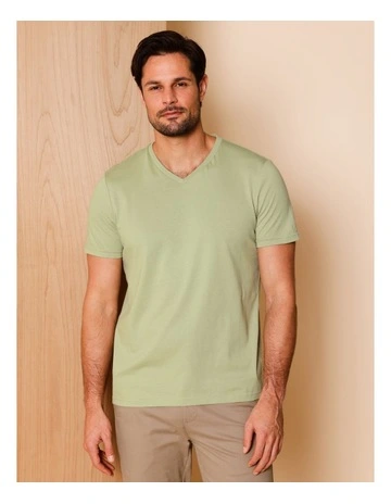 Essential Victor Plain V-Neck T-Shirt in Light Green