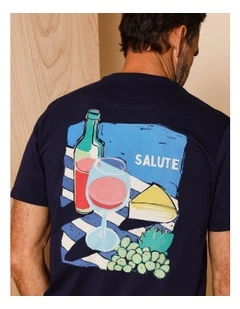 Gio Placement Print T-Shirt in Navy