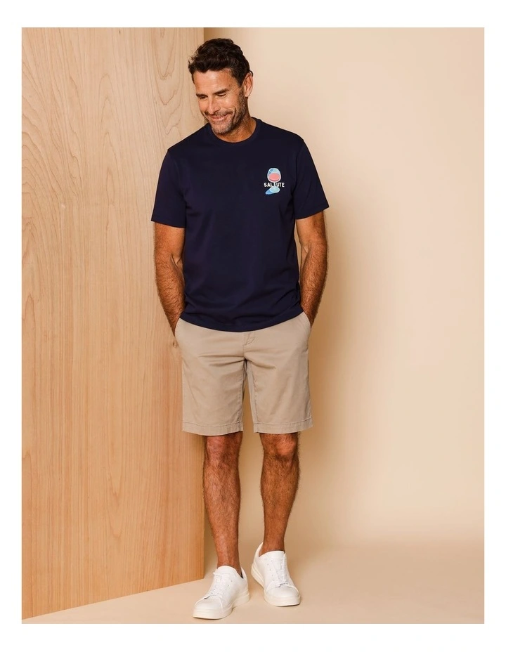 Gio Placement Print T-Shirt in Navy image 3