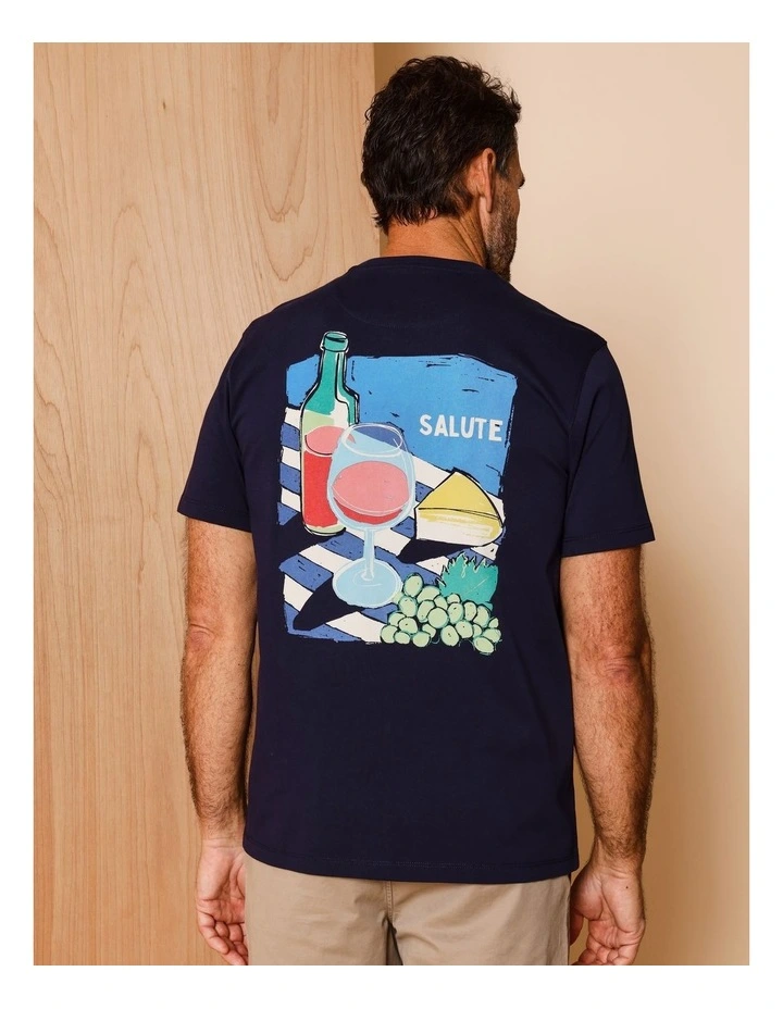 Gio Placement Print T-Shirt in Navy image 6