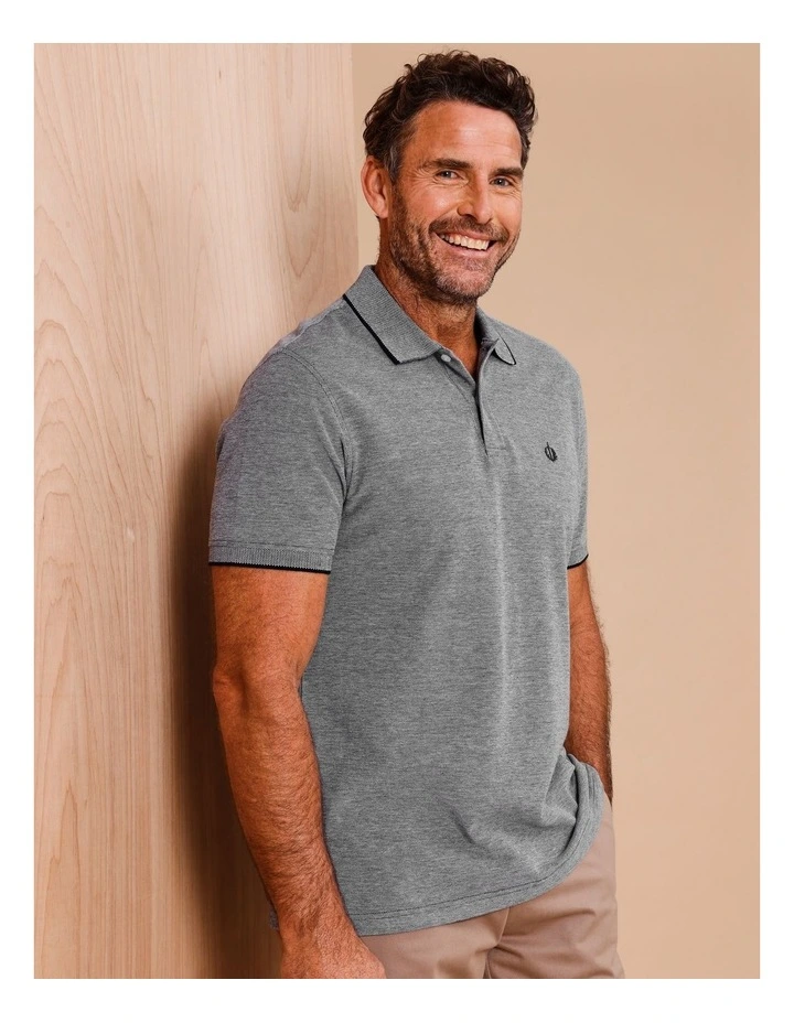 Baxter Plain Birdseye Polo in Navy image 1
