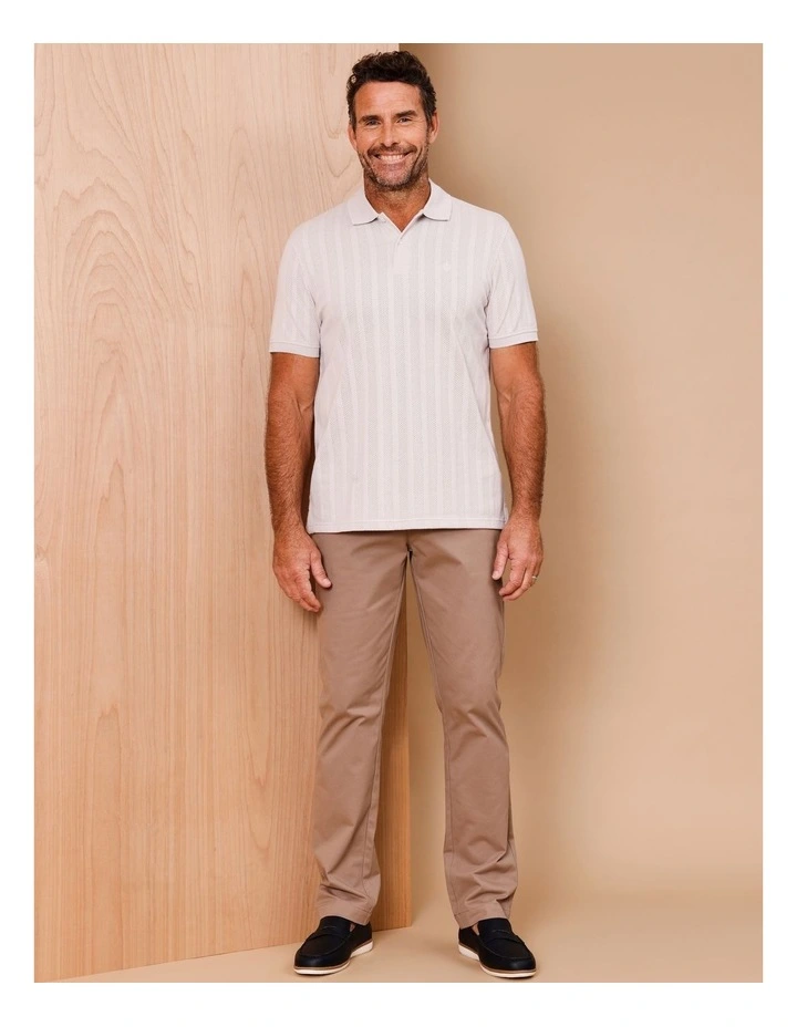 Hugo Short Sleeve Textured Knit Polo in Stone image 3