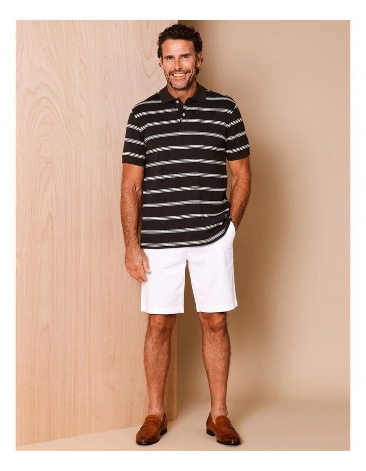 Harrison Short Sleeve Stripe Textured Knit Polo in Chocolate image 5