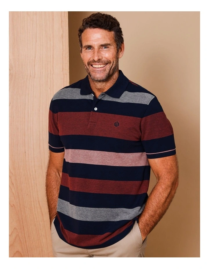 Sterling Short Sleeve Stripe Polo in Rust image 1
