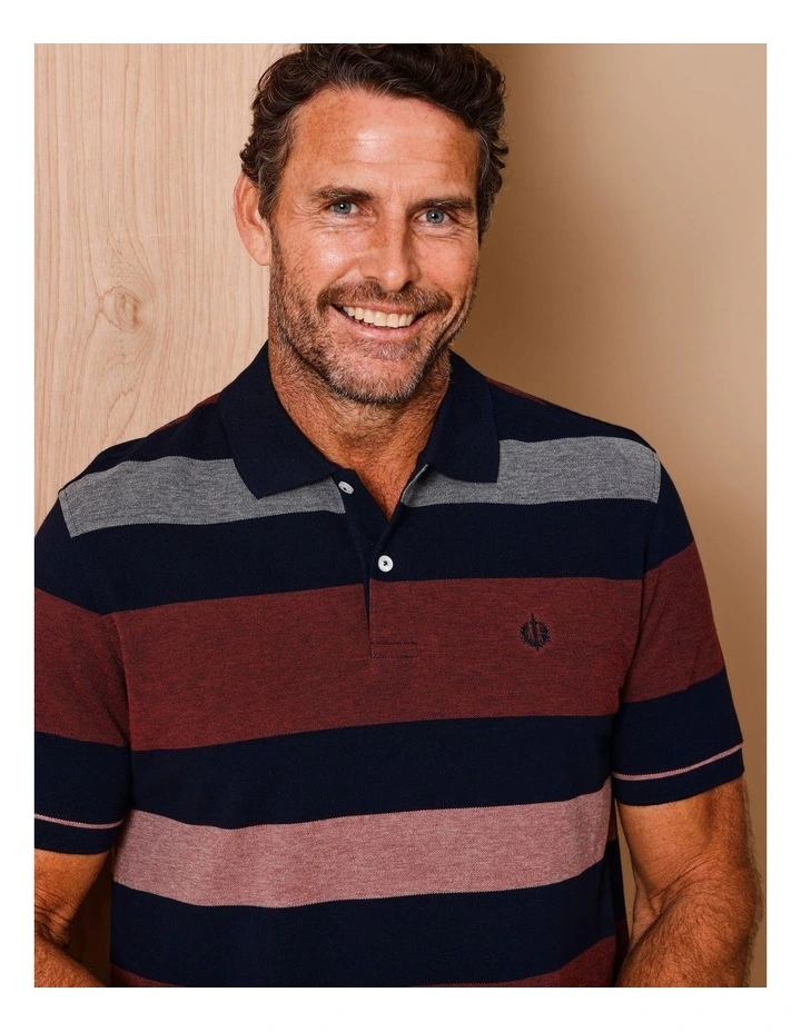 Sterling Short Sleeve Stripe Polo in Rust image 2