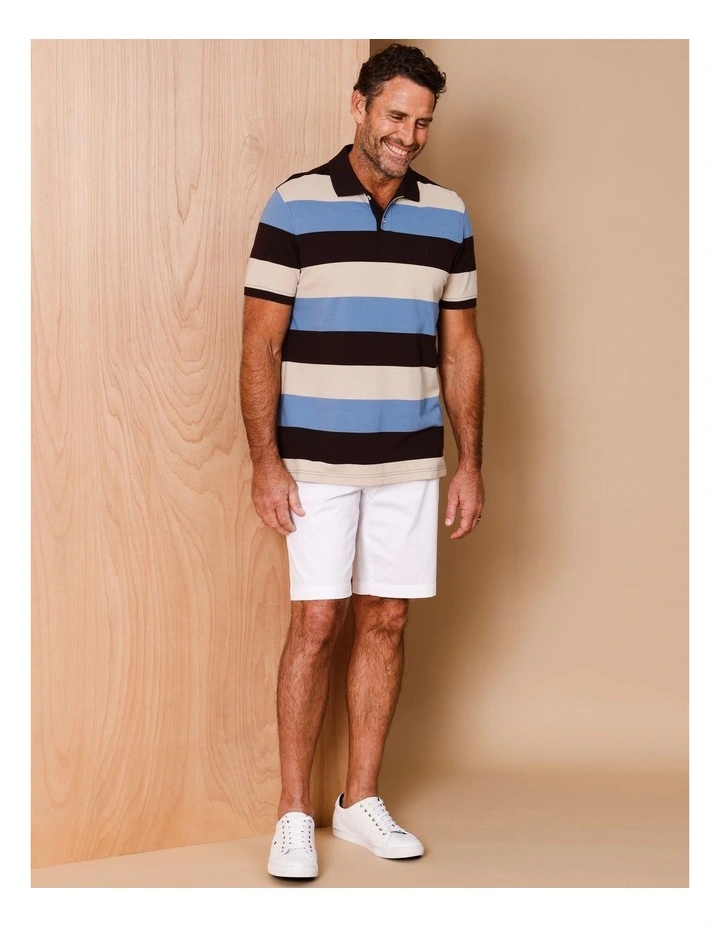 Banks Short Sleeve Stripe Polo in Chocolate image 3