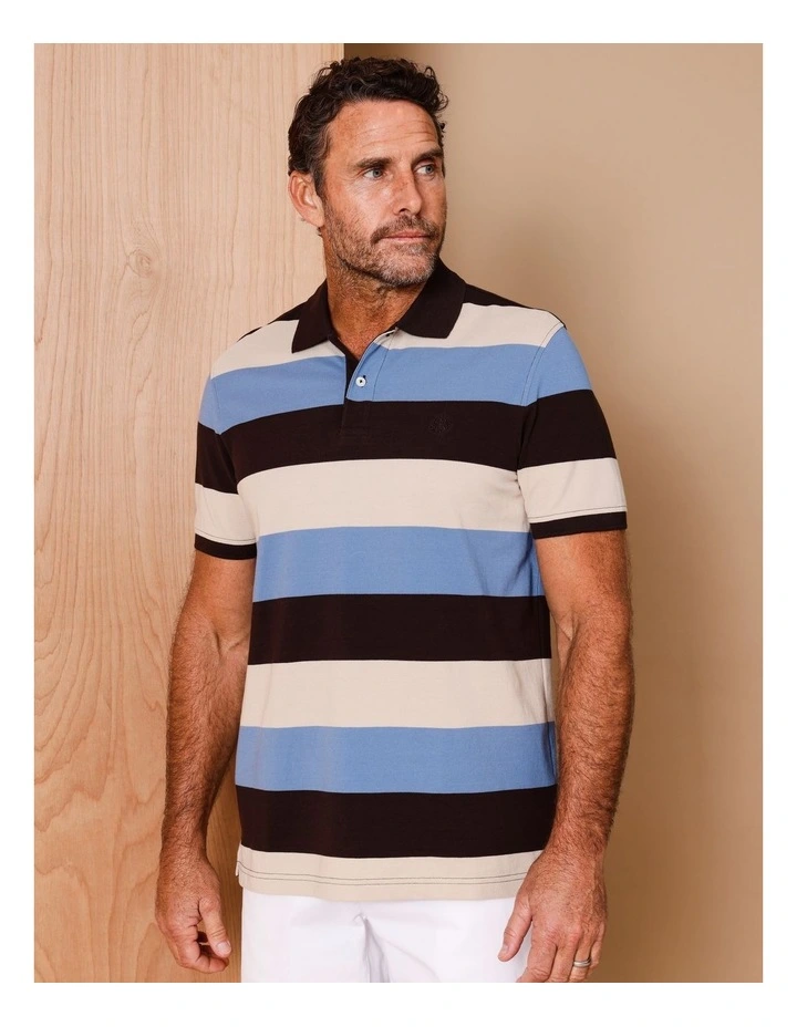 Banks Short Sleeve Stripe Polo in Chocolate image 4
