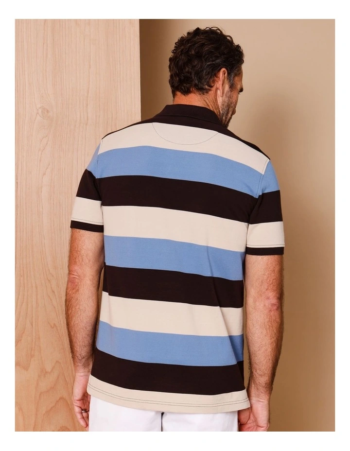 Banks Short Sleeve Stripe Polo in Chocolate image 5