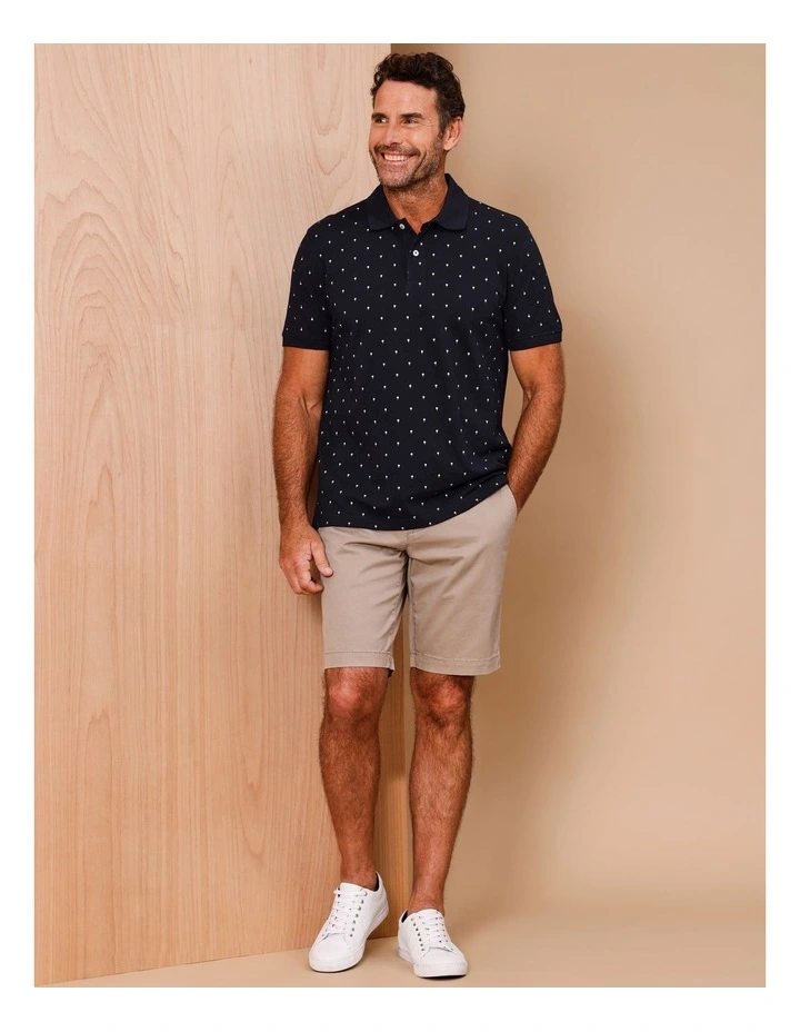 Timothy Short Sleeve Palm Print Polo in Navy image 2