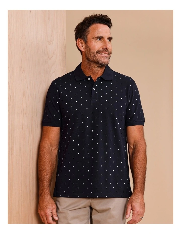Timothy Short Sleeve Palm Print Polo in Navy image 4