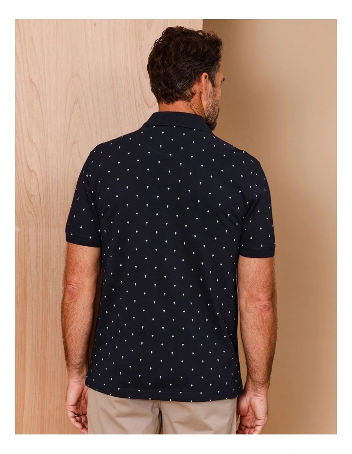 Timothy Short Sleeve Palm Print Polo in Navy image 6