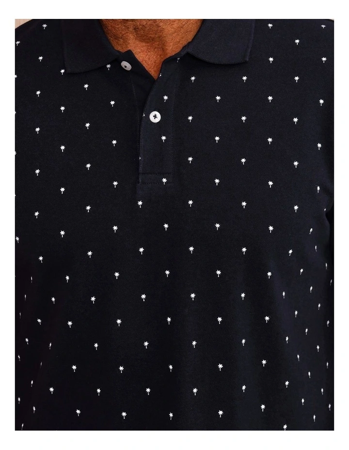 Timothy Short Sleeve Palm Print Polo in Navy image 7