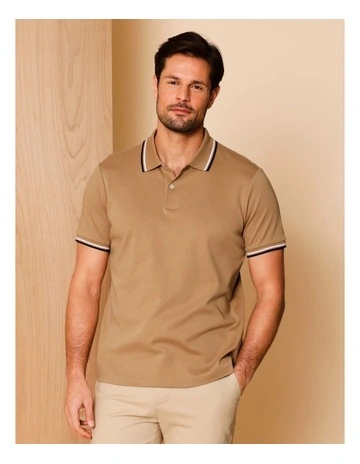 Essential Jasper Jersey Polo in Camel