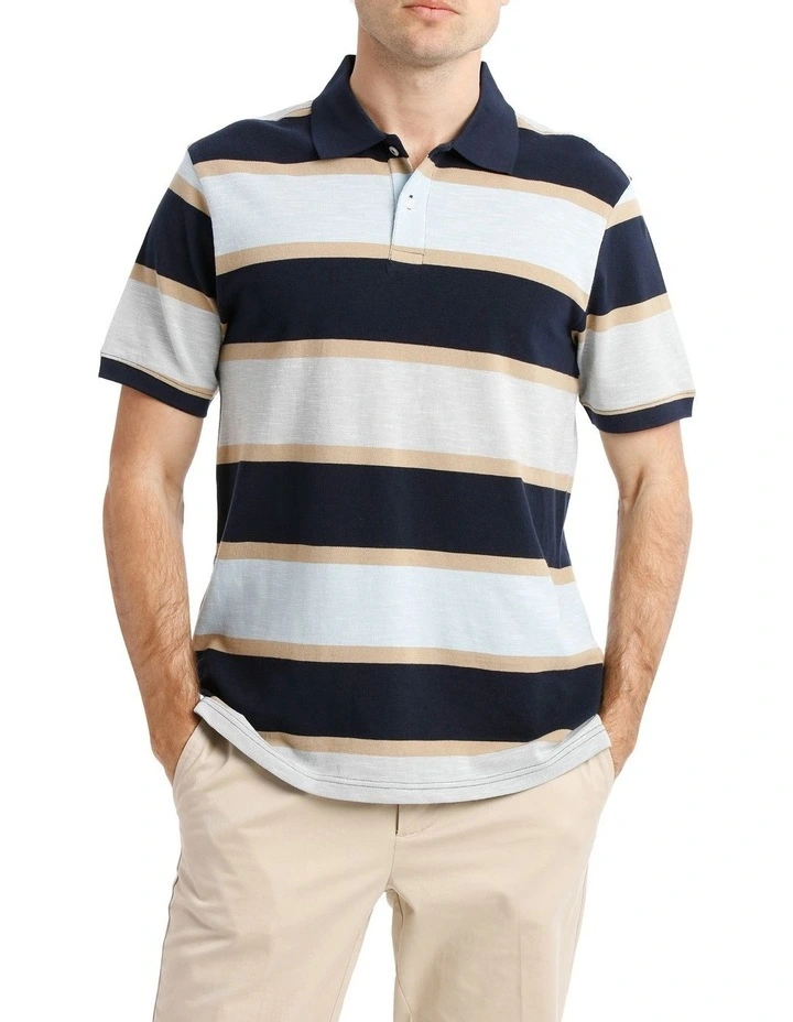 Bushfield Block Stripe Pique Slub Polo image 1