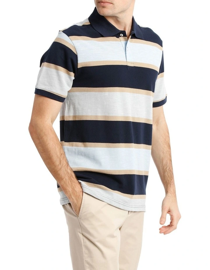 Bushfield Block Stripe Pique Slub Polo image 2