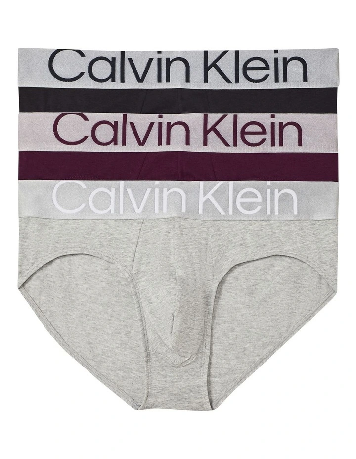 Reconsidered Steele Cotton Briefs 3 Pack in Grey heather/Rhone image 1