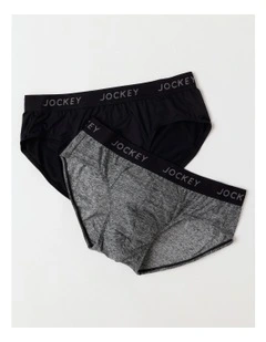 Comfort Classics Microfibre Marle Pack of 2 Briefs in Black