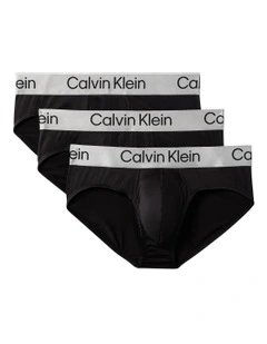 Brushed Microfibre Stretch Briefs 3 Pack in Black
