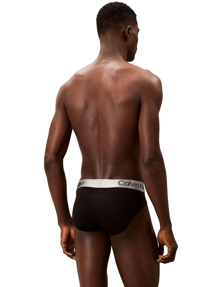 Brushed Microfibre Stretch Briefs 3 Pack in Black image 3