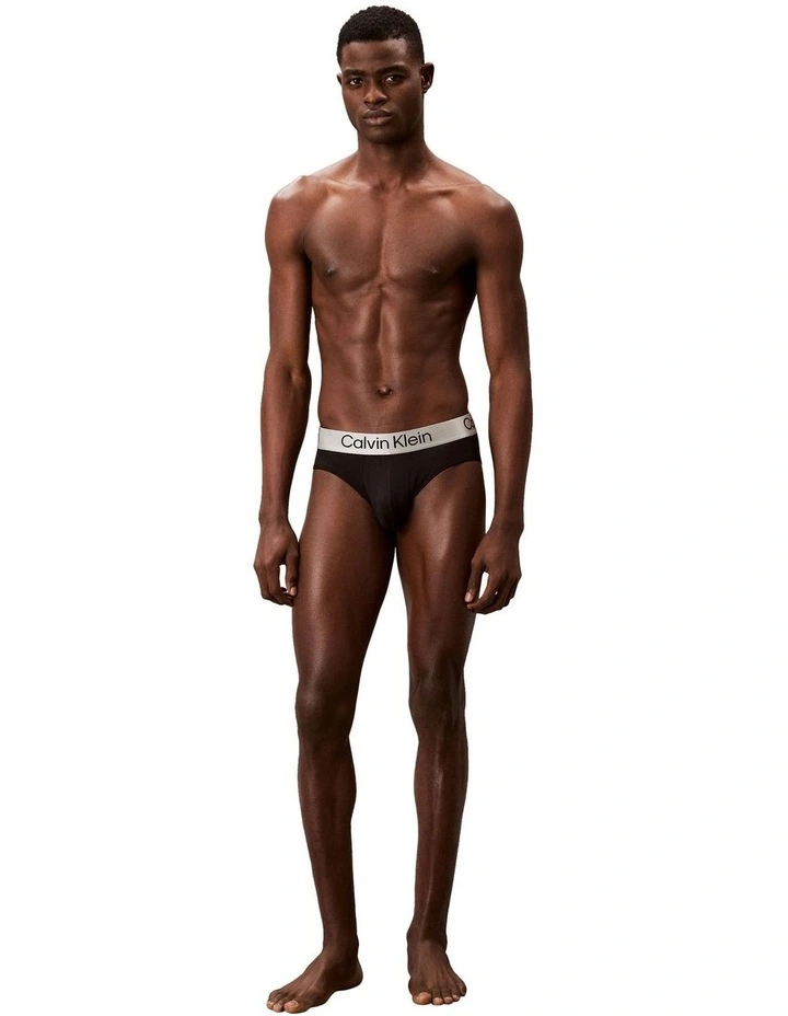 Brushed Microfibre Stretch Briefs 3 Pack in Black image 5
