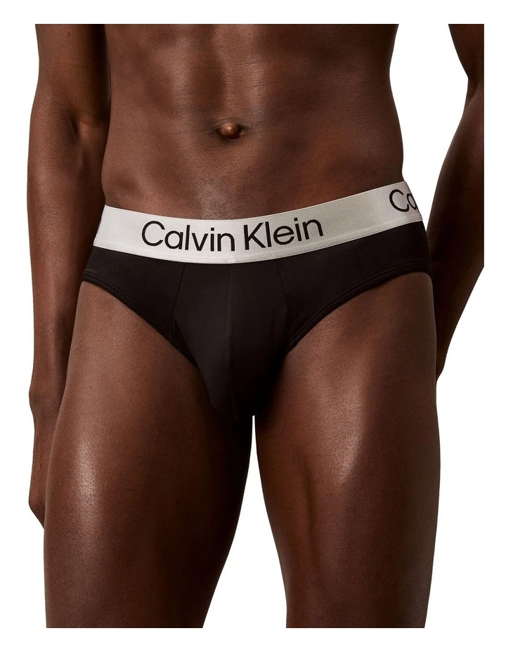 Brushed Microfibre Stretch Briefs 3 Pack in Black image 6