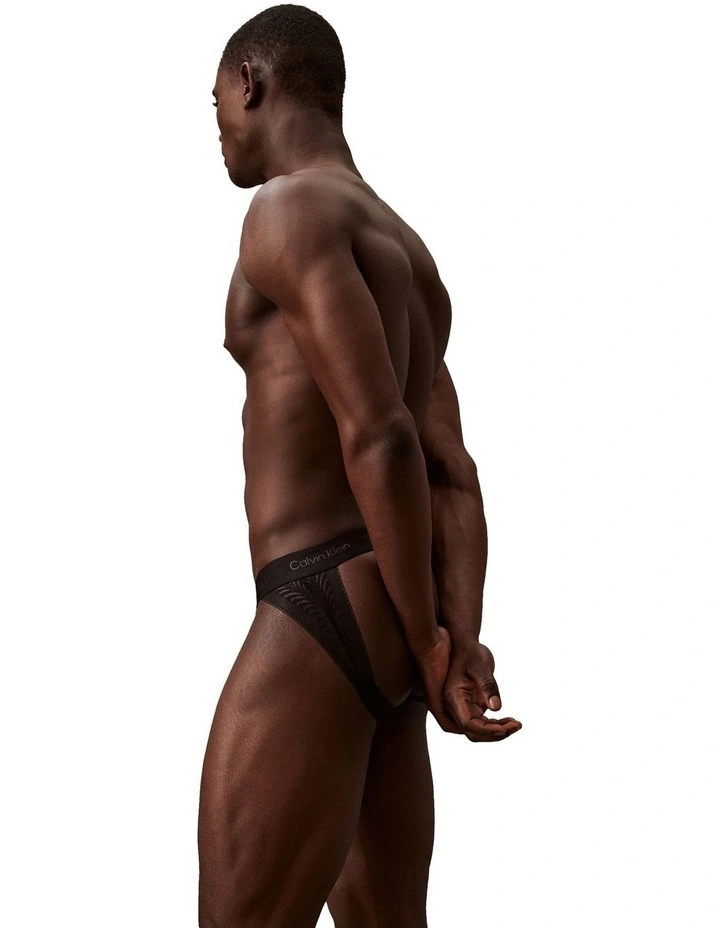 Sculpt Lace Thong in Black image 3