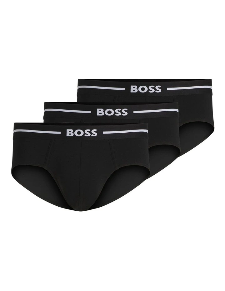 Bold Cotton Stretch Hipster Briefs 3 Pack in Black image 1