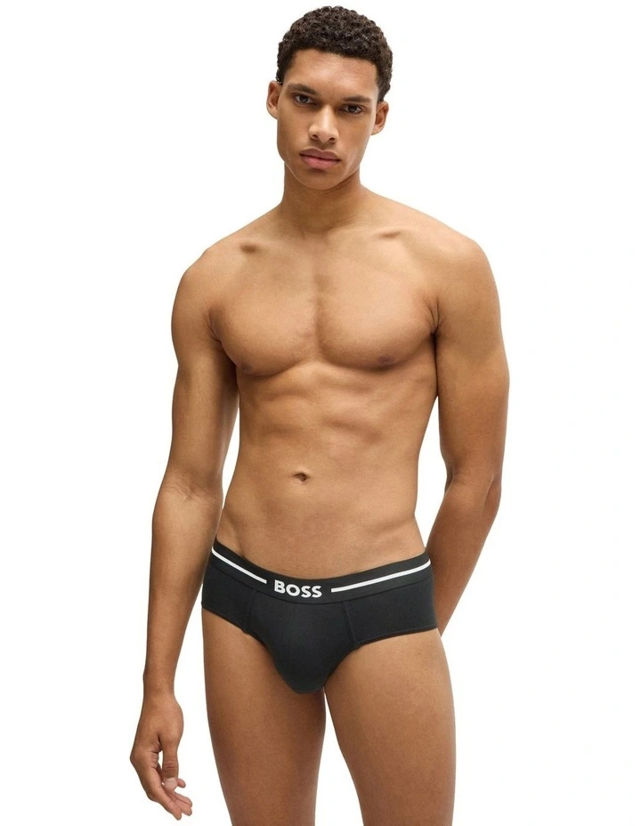 Bold Cotton Stretch Hipster Briefs 3 Pack in Black image 2