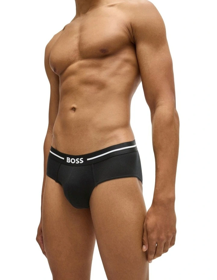 Bold Cotton Stretch Hipster Briefs 3 Pack in Black image 4