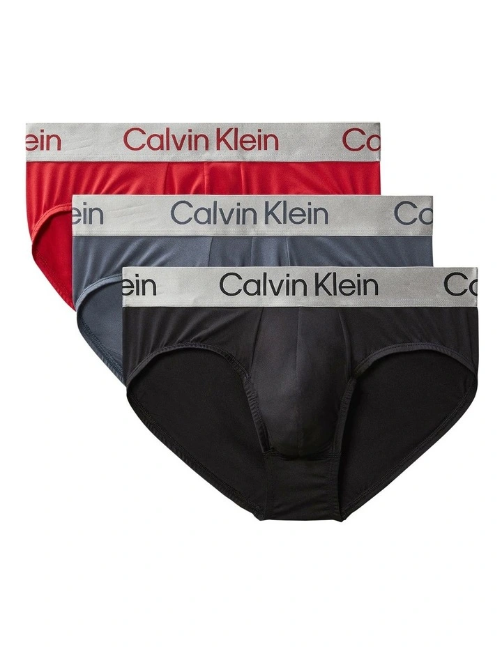 Brushed Microfibre Hip Brief 3 Pack in Multi image 1