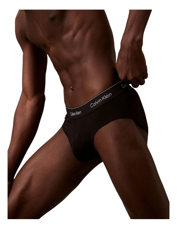 Icon Cotton Stretch Hip Brief 5 pack in Black image 4