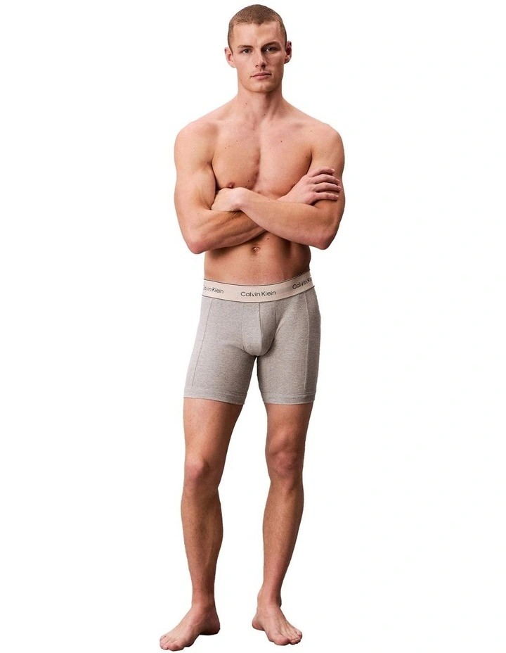 Heritage Cotton Boxer Brief 3 Pack in Grey image 2