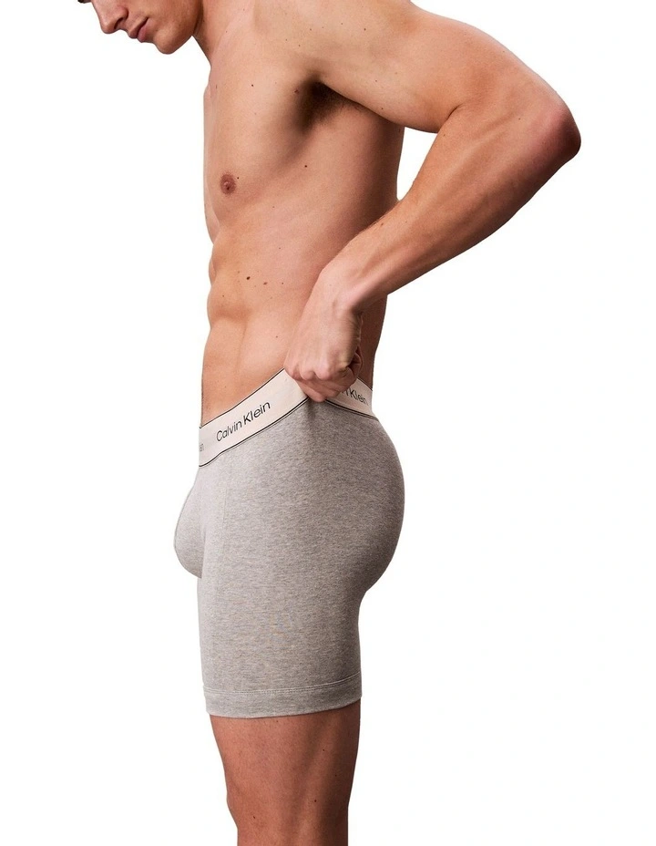 Heritage Cotton Boxer Brief 3 Pack in Grey image 5