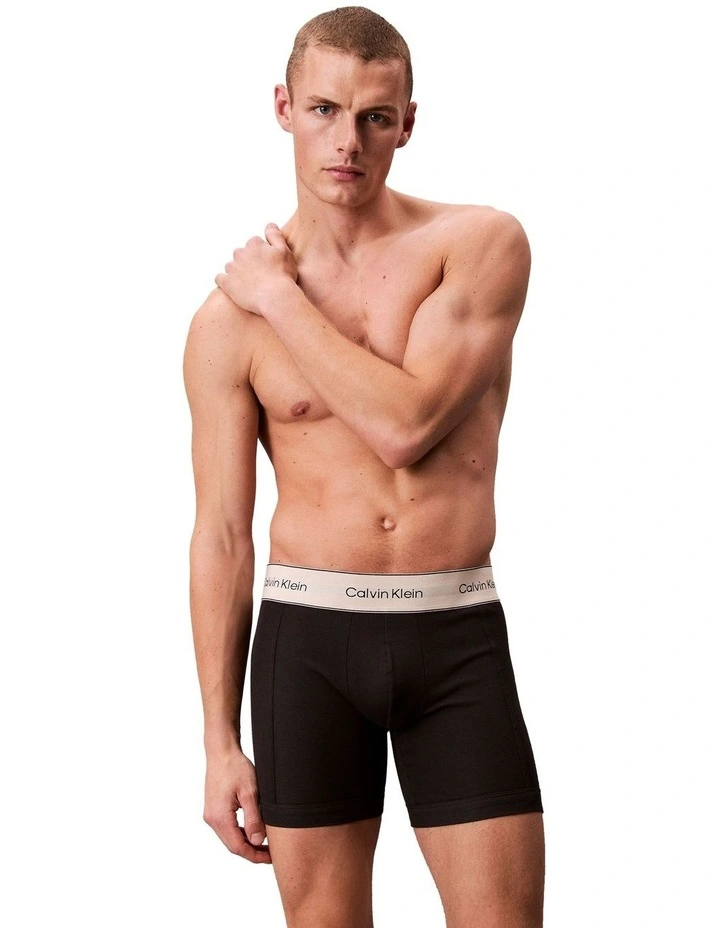 Heritage Cotton Boxer Brief 3 Pack in Black image 2