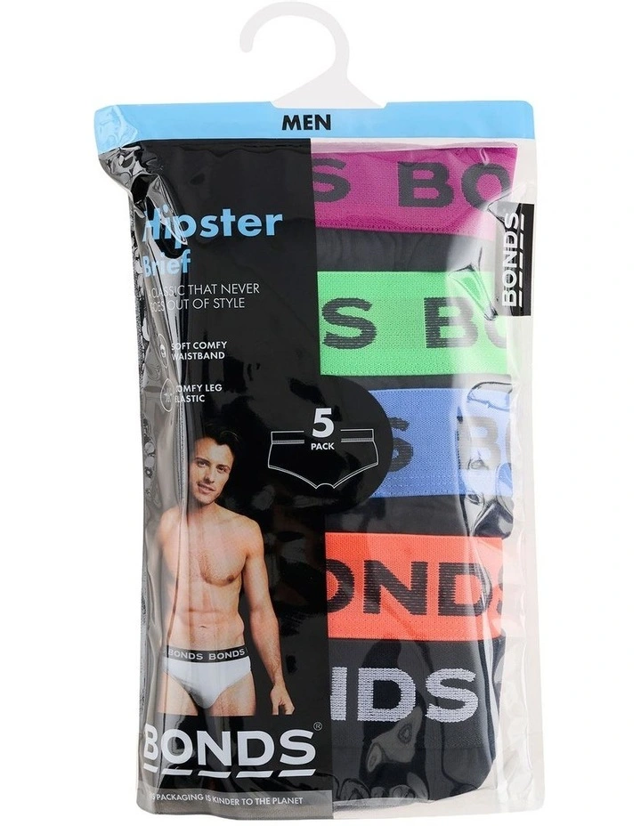 Hipster Brief Pack of 5 in Black image 5