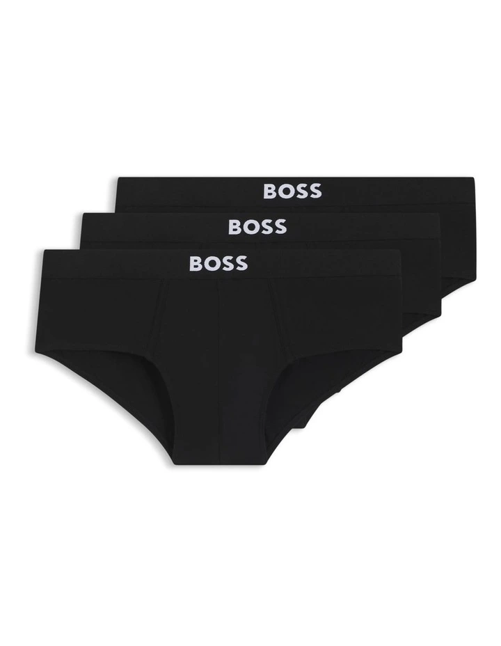 3 Pack Boss One Hipster Briefs in Black image 1
