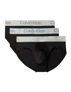 Brushed Micro Hip Briefs 3 Pack in Black