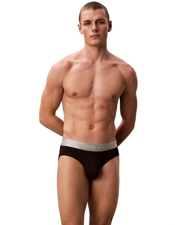 Brushed Micro Hip Briefs 3 Pack in Black image 2