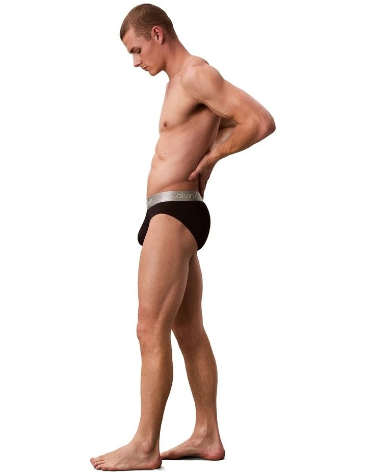 Brushed Micro Hip Briefs 3 Pack in Black image 4