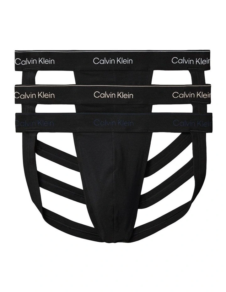 Icon Cotton Stretch Jock Straps 3 Pack in Black image 1