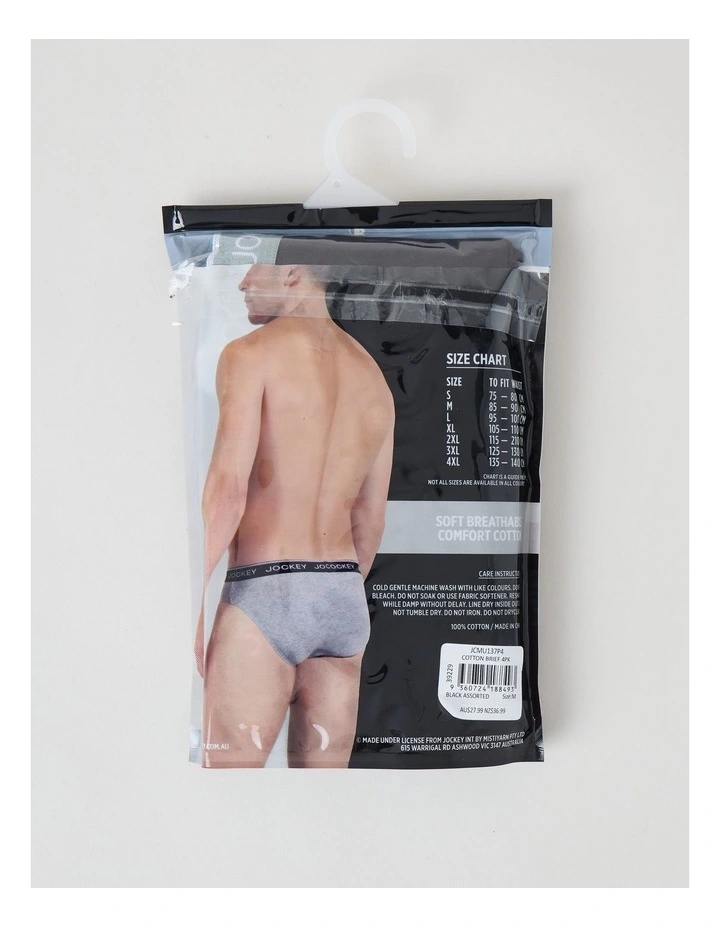 Jockey Men's Cotton Brief 4pk - black image 2