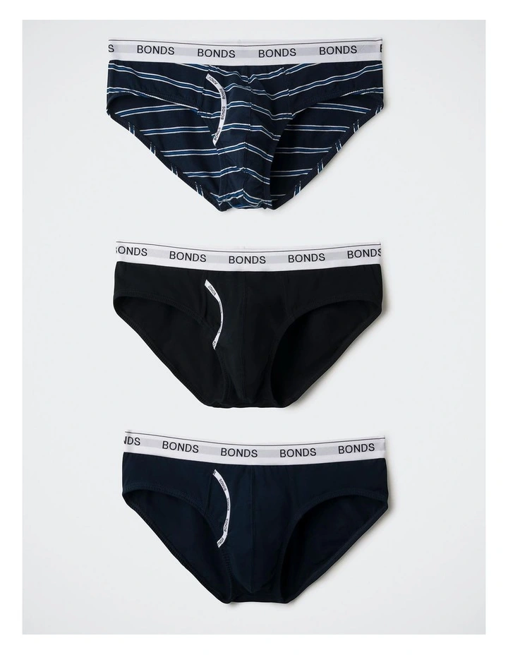 Guyfront Brief 3 Pack in Heritage Stripe / Captain Mccool / Nu Black image 1