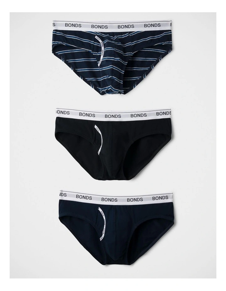 Guyfront Brief 3 Pack in Heritage Stripe / Captain Mccool / Nu Black image 1