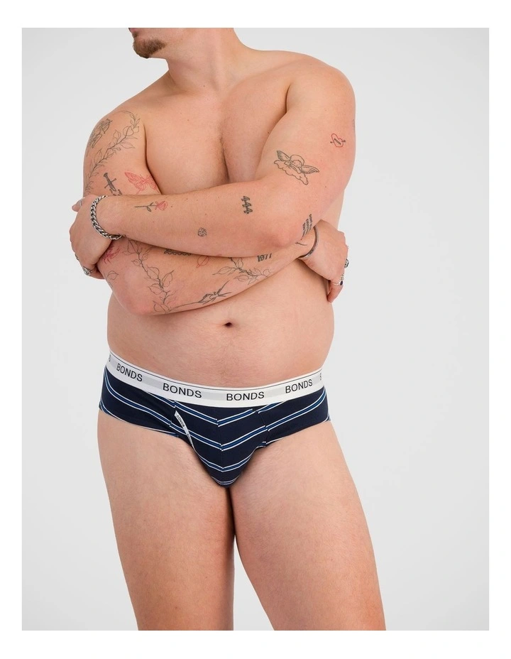 Guyfront Brief 3 Pack in Heritage Stripe / Captain Mccool / Nu Black image 2