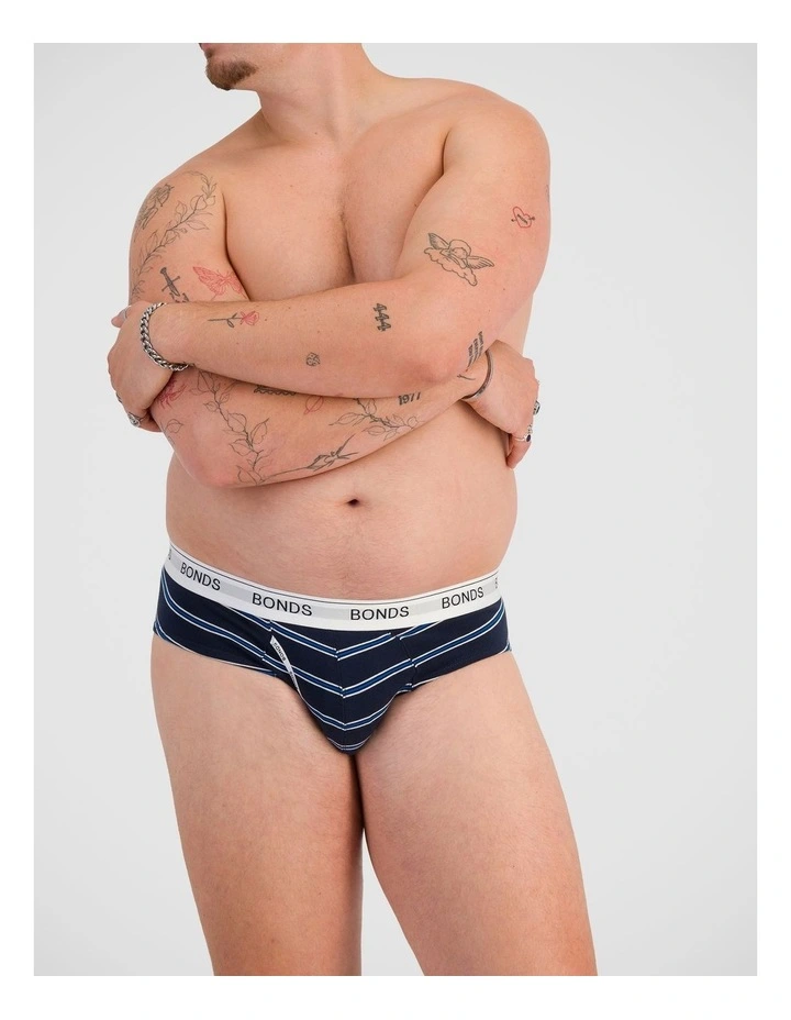 Guyfront Brief 3 Pack in Heritage Stripe / Captain Mccool / Nu Black image 2