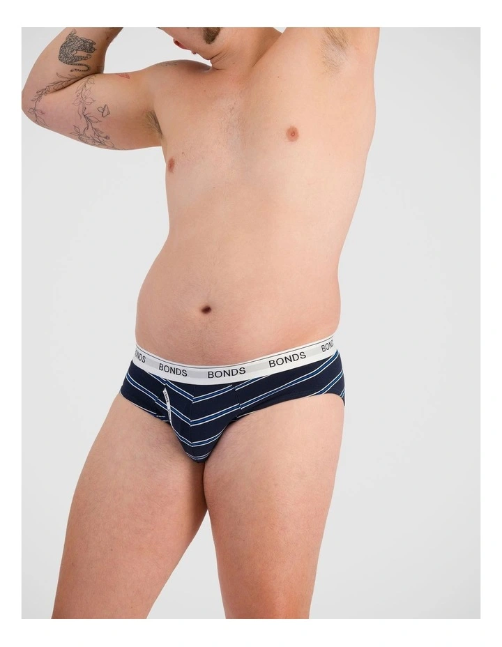 Guyfront Brief 3 Pack in Heritage Stripe / Captain Mccool / Nu Black image 4