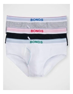 Guyfront Birthday Brief 3 Pack in New Grey Marle / White / Black