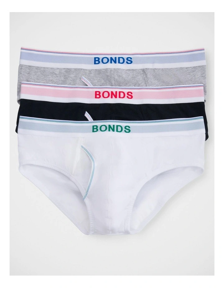 Guyfront Birthday Brief 3 Pack in New Grey Marle / White / Black image 1