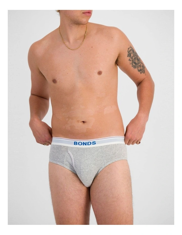 Guyfront Birthday Brief 3 Pack in New Grey Marle / White / Black image 2